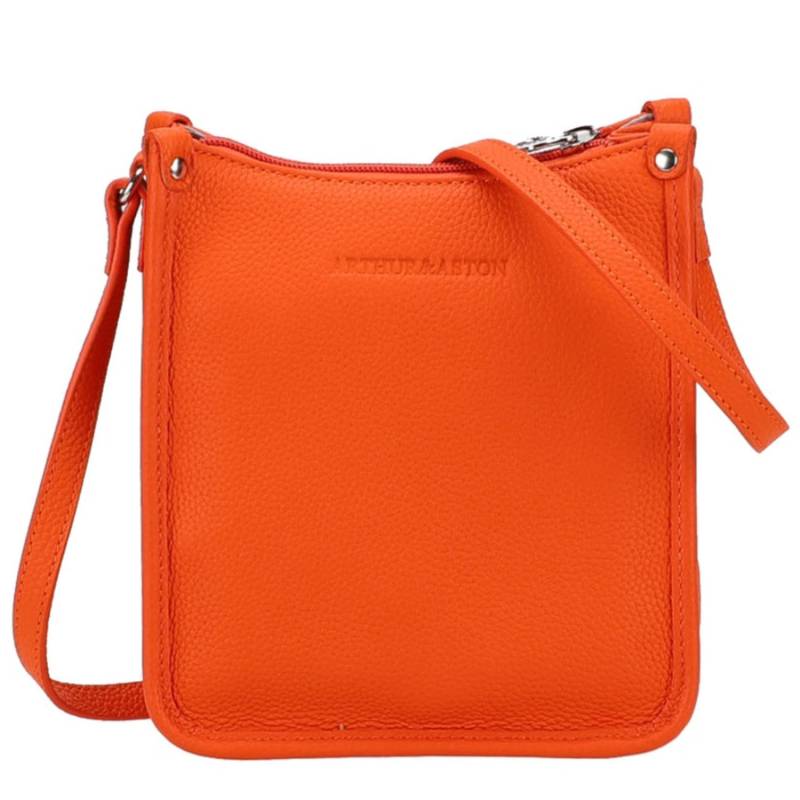 Sac bandoulière Arthur et Aston rectangulaire Zippé Rosalia A163-34 I couleur orange, vue de face