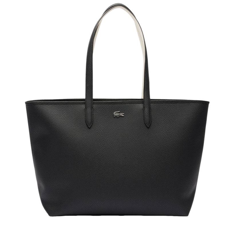 Sac cabas Lacoste en pvc grainé Anna NF4823AA M66 couleur noir farine, vue de face