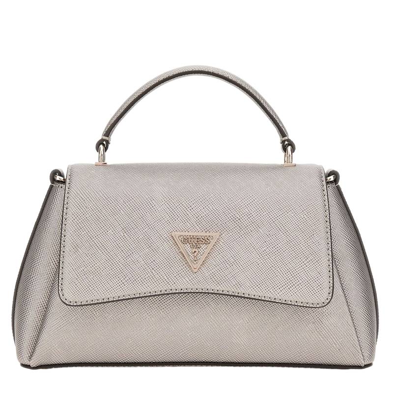 Sac porte main Guess TH Flap Étain Eco Gloriana HWEZM951220 PEW  couleur pewter, vue de face