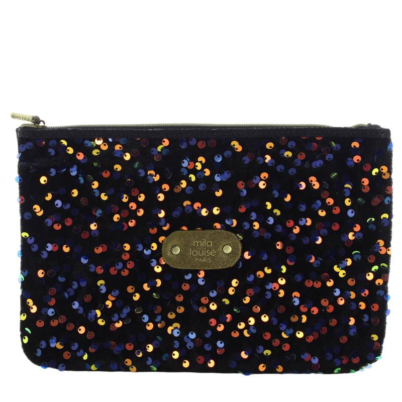 Grande pochette zippée à sequins SC7 Mila Louise 16963SC7 47 couleur kiwi, vue de face