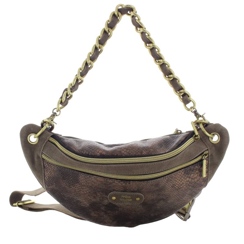 Sac banane Mila louise petra PT3 motif python 23689PT3 39  couleur taupe, vue de face