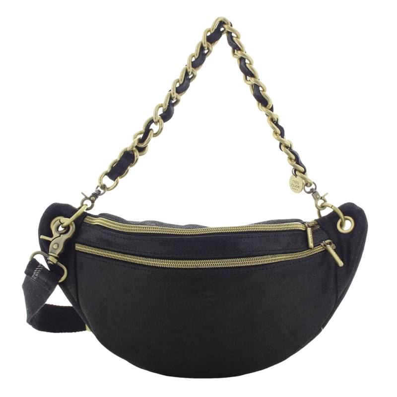 Sac banane zippé Mila Louise Petra X en cuir 23689X 01 couleur noir, vue de face