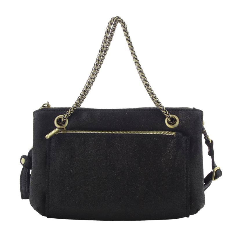 Sac bandoulière zippé Palom X cuir Mila Louise 20216X 01 couleur noir, vue de face