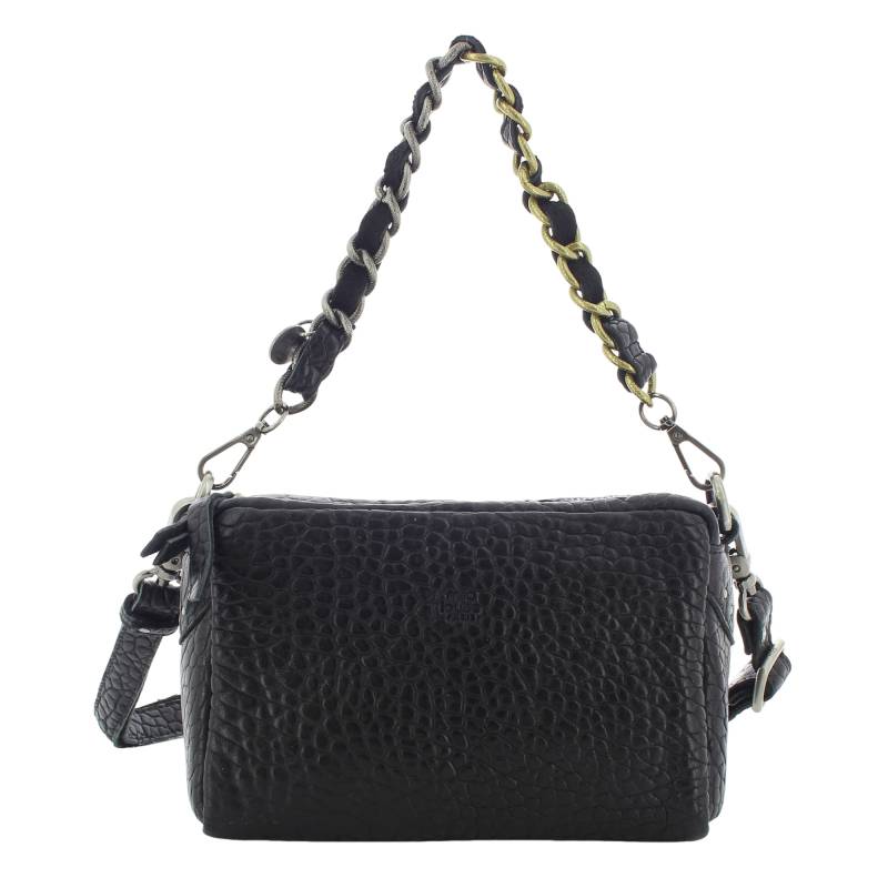 Sac bandoulière Mama E cuir bubble Mila Louise 23673E 01BI couleur noir, vue de face