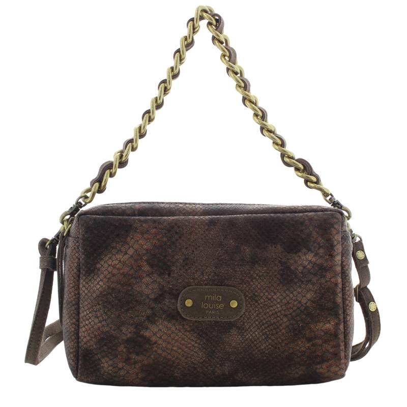 Sac bandoulière Mila Louise double compartiments PT3 23673PT3 39 couleur taupe, vue de face