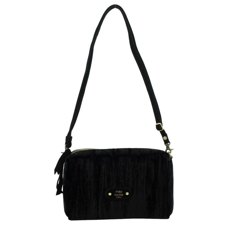 Sac bandoulière Mila Louise Mama VFR velours 23673VFR 01 couleur noir, vue de face