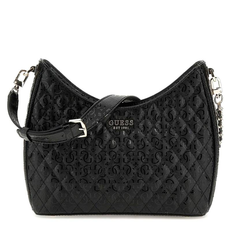 Sac d'épaule Guess yarmilla logo effet verni HWGG932202  BLA couleur noir, vue de face