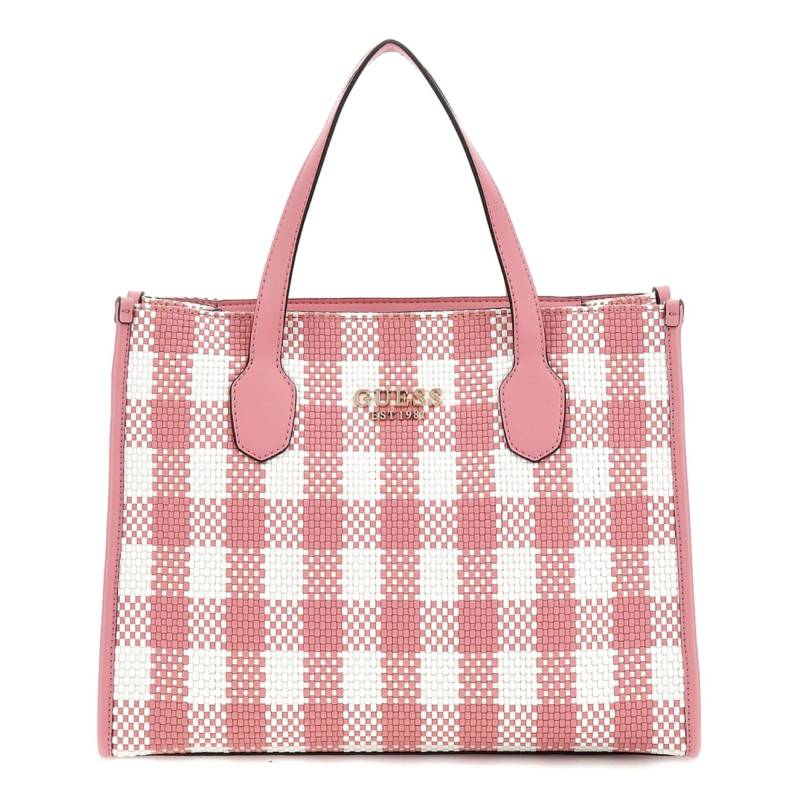 Sac cabas Guess Silvana imprimé vichy HWGG8665220-PUM couleur rose Multi, vue de face