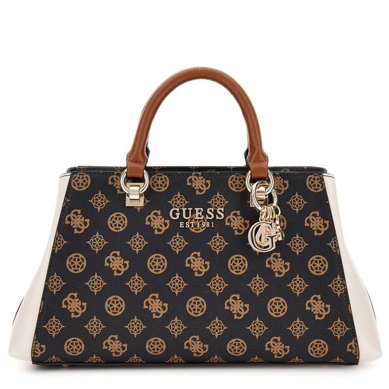 Sac porté main Guess imprimé logo Evelune HWPC935306 MOM couleur marron multi, vue de face