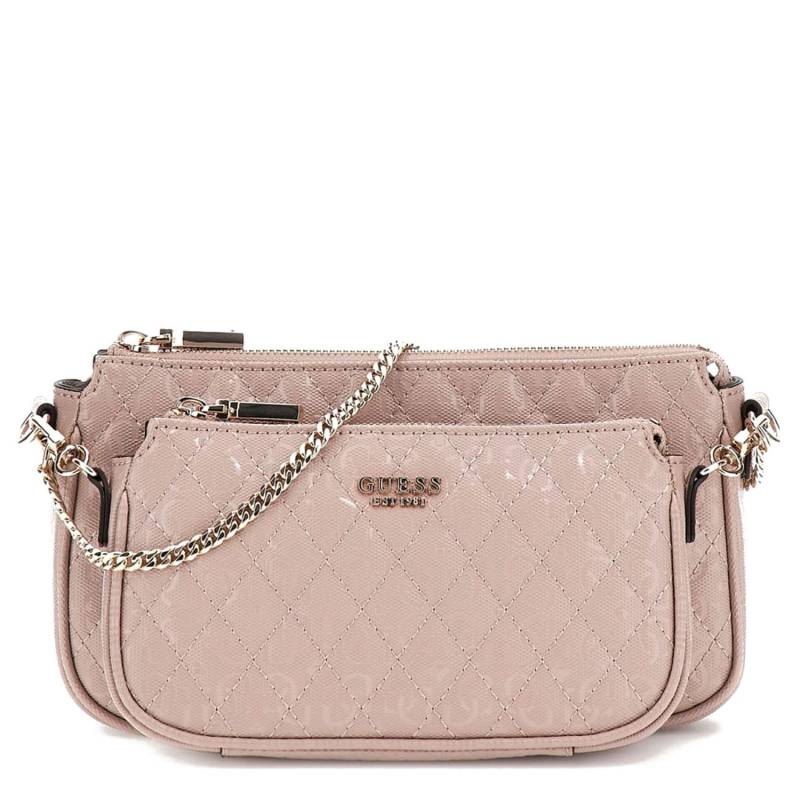 Mini sac à bandoulière Guess Yarmilla surpiqué verni  HWGG932271 TAU  couleur taupe, vue de face