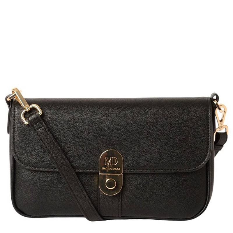 Sac bandoulière Mac Douglas effet grainé Biella Hydra BIELLAHYS 01s couleur noir, vue de face