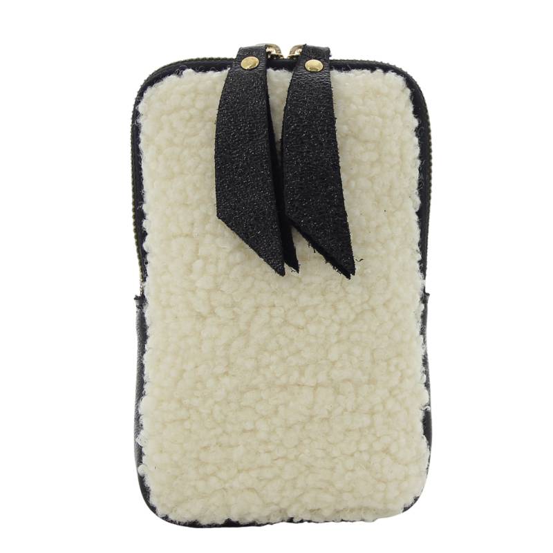 Pochette Marlon Firenze pour smartphone effet  fourrure AC0318  3-L022  couleur noir, vue de face