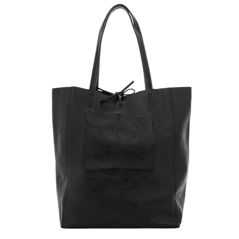 Sac cabas Marlon Firenze porté épaule effet métallisé BS0002 3-L022 couleur noir, vue de face