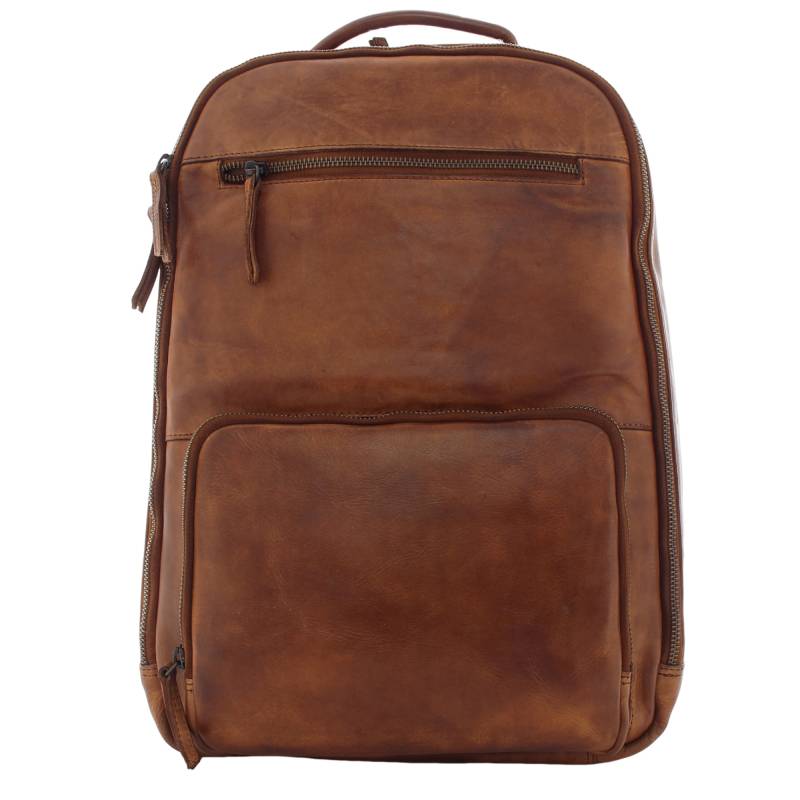 Sac à dos Gianni Conti zippé multi poche 4102286COG couleur cognac, vue de face