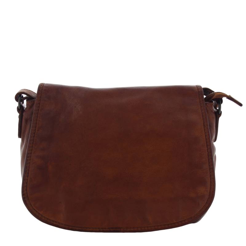 Sac besace Gianni Conti rabat porté épaule 4203772COG couleur cognac, vue de face