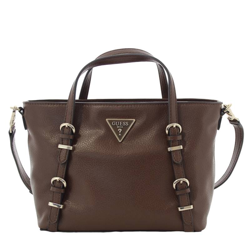 Sac porté main/ bandoulière mini effet grainé Guess Levia HWBS8501760 CHO, couleur marron, vue de face