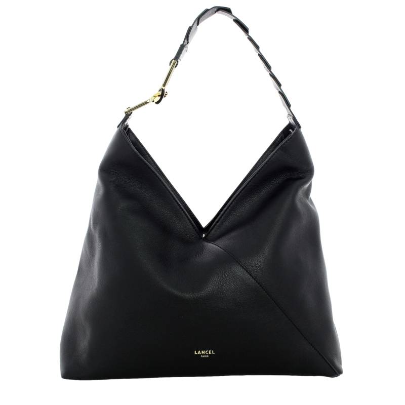 Sac hobo zippé Lancel Pagode en cuir A12510 JZ Noir, vue de face