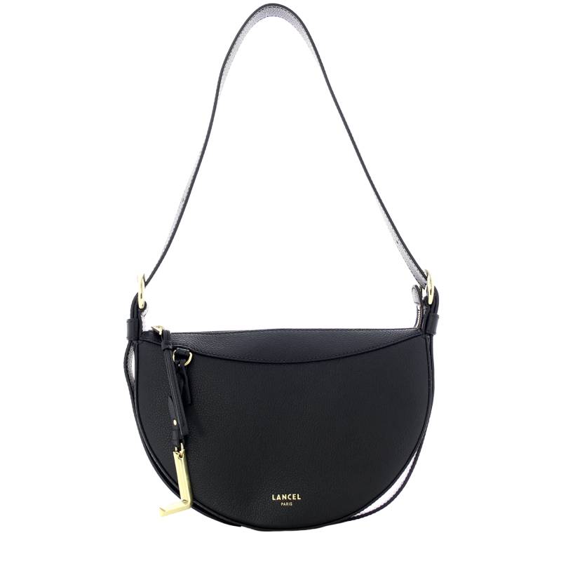 Porté croisé demi lune en cuir grainé Lancel A13525 10 , couleur noir, vue de face