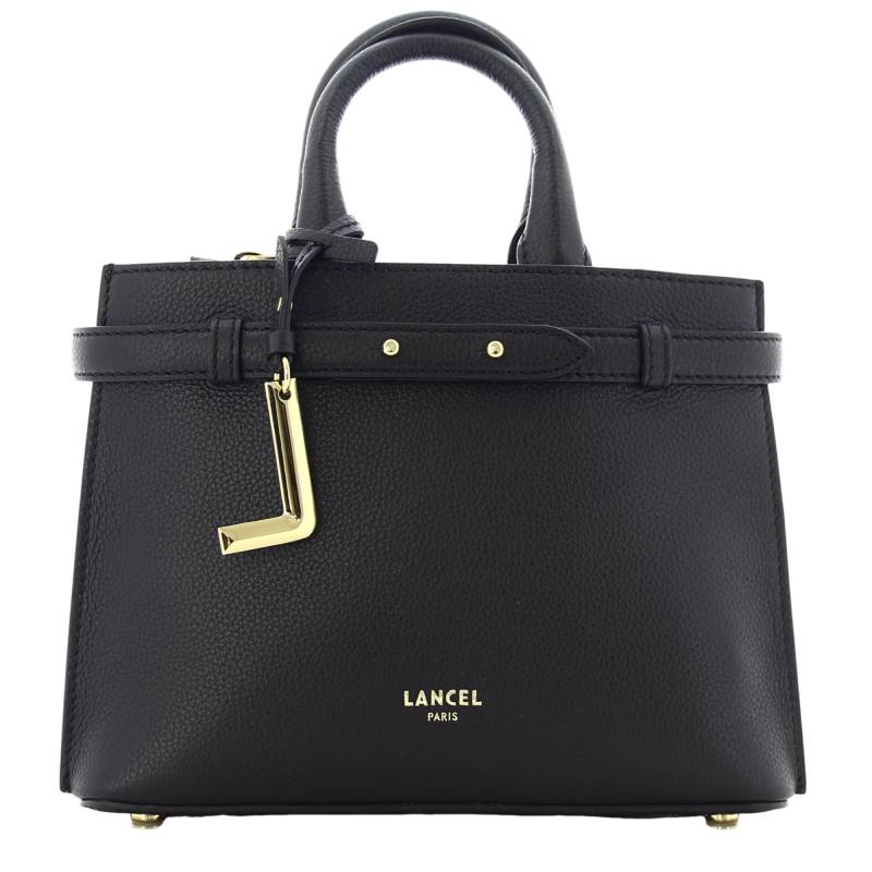 Sac porté main S zippé en cuir grainé Lancel A13527 10, couleur noir, vue de face