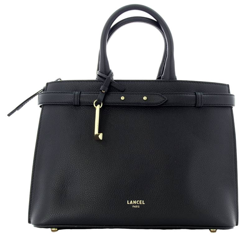 Sac porté main zippé en cuir grainé Lancel A13528 10 , couleur noir, vue de face