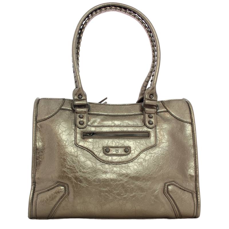 Sac porté main Mia & Joy effet brillant Ciara MJ2054 BRO  couleur bronze, vue de face