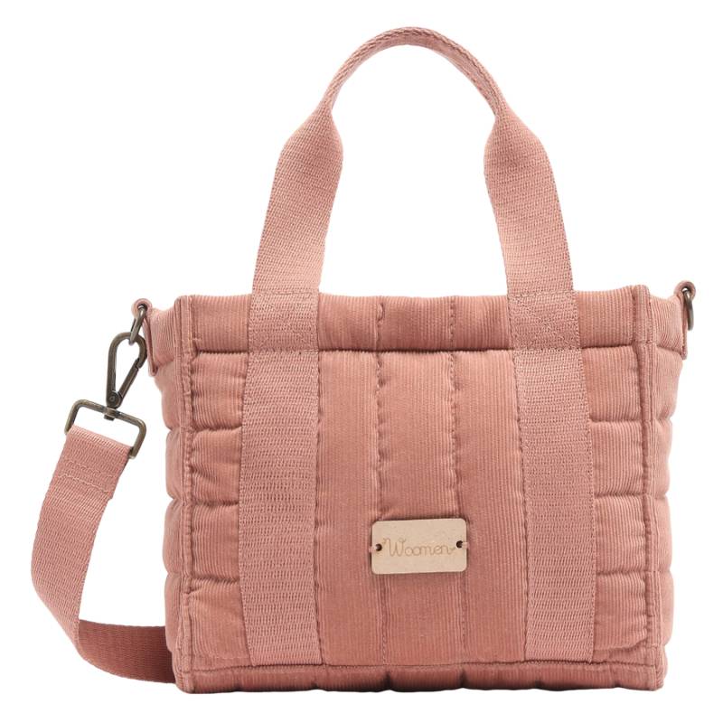 Sac porté main Woomen en velours côtelé matelassé Ixora WIXO11 709207 couleur rose des bois, vue de face