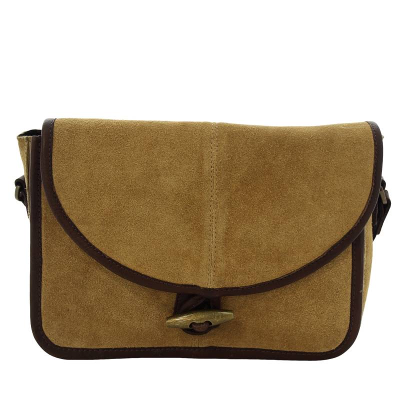 Sac porté bandoulière Pieces en cuir façon nubuck 17147932 COCO, couleur  beige, vue de face