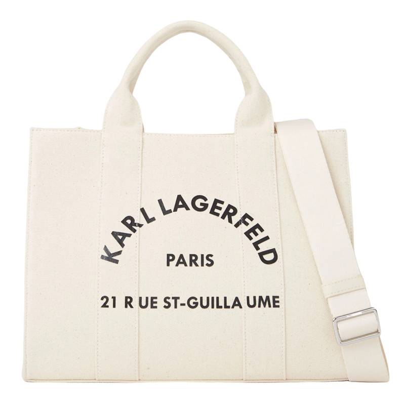 Sac cabas Karl Lagarfeld porté main en toile tissée ST-Guillaume 240W3892 106 couleur beige, vue de face