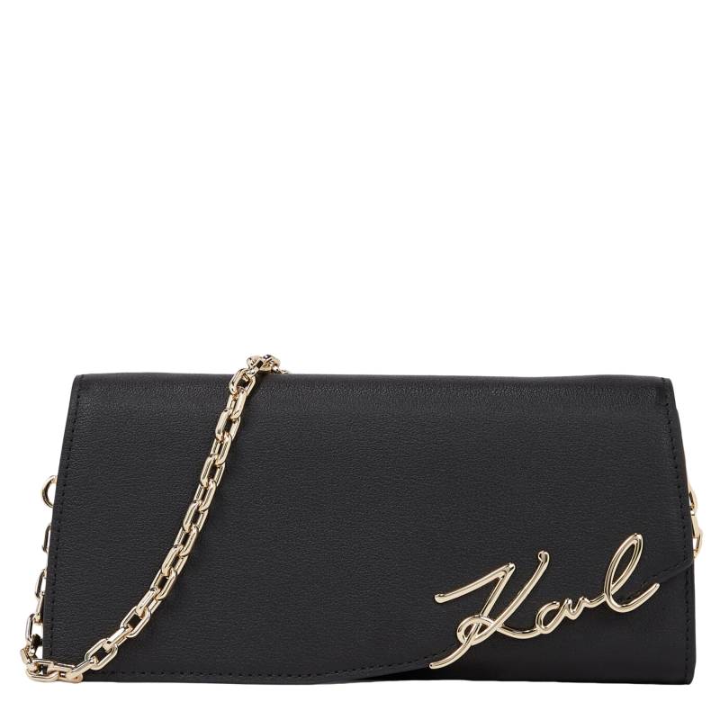 Portefeuille Karl Lagarfeld cuir  K/Signature à bandoulière A1W32068 992 couleur noir, vue de face