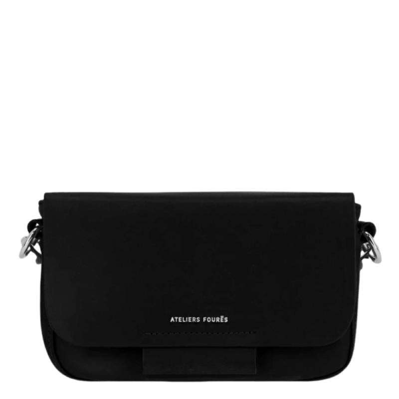 Sac porté croisé Les Ateliers Fourès à rabat crossbody Calista H200 NR couleur noir, vue de face