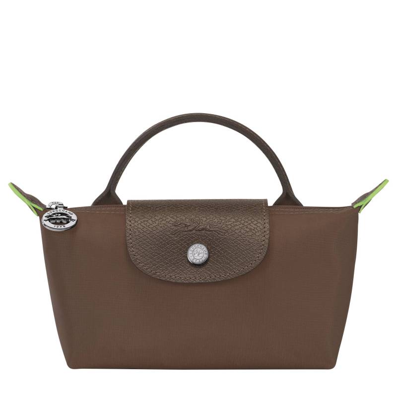 Trousse Longchamp Le Pliage Green avec poignée 34175919P813 couleur terre, vue de face