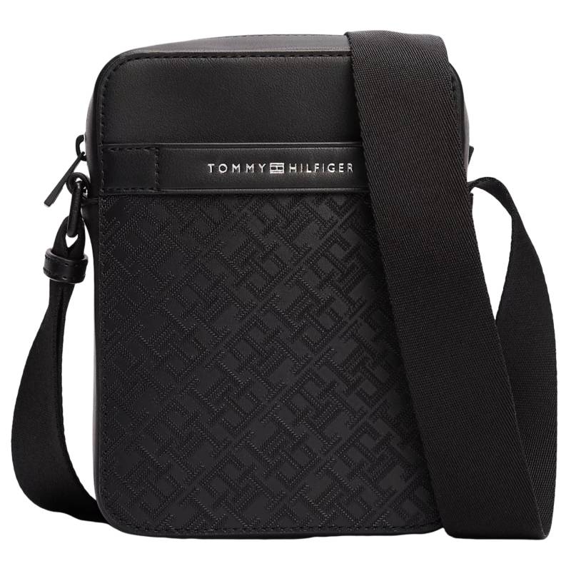 Sac reporter Tommy Hilfiger texturé TH Monogram AM0AM13307 BDS  couleur noir, vue de face