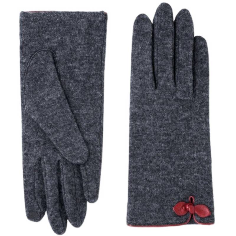 Gants en laine et nylon Glove Story 31091NFGRI couleur Gris/rouge vue face