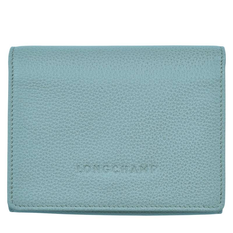 Portefeuille compact Longchamp Le Foulonné 30021021P93 couleur Eucalyptus, vue de face