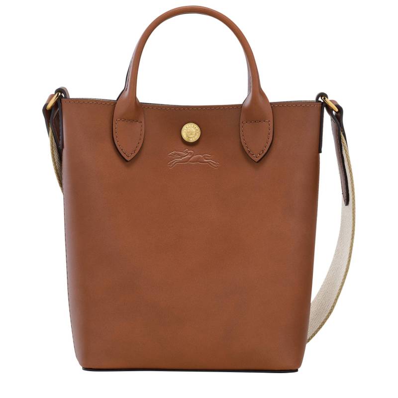 Mini sac cabas en cuir de veau Longchamp XS Epure 10269HFY 504 couleur cognac, vue de face