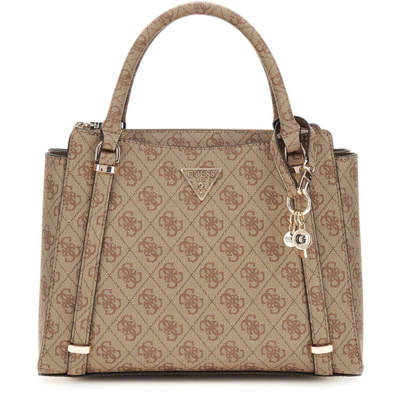 Sac porté main/bandoulière à effet grainé Guess HWESG951006 LTL, couleur Latté, vue de face