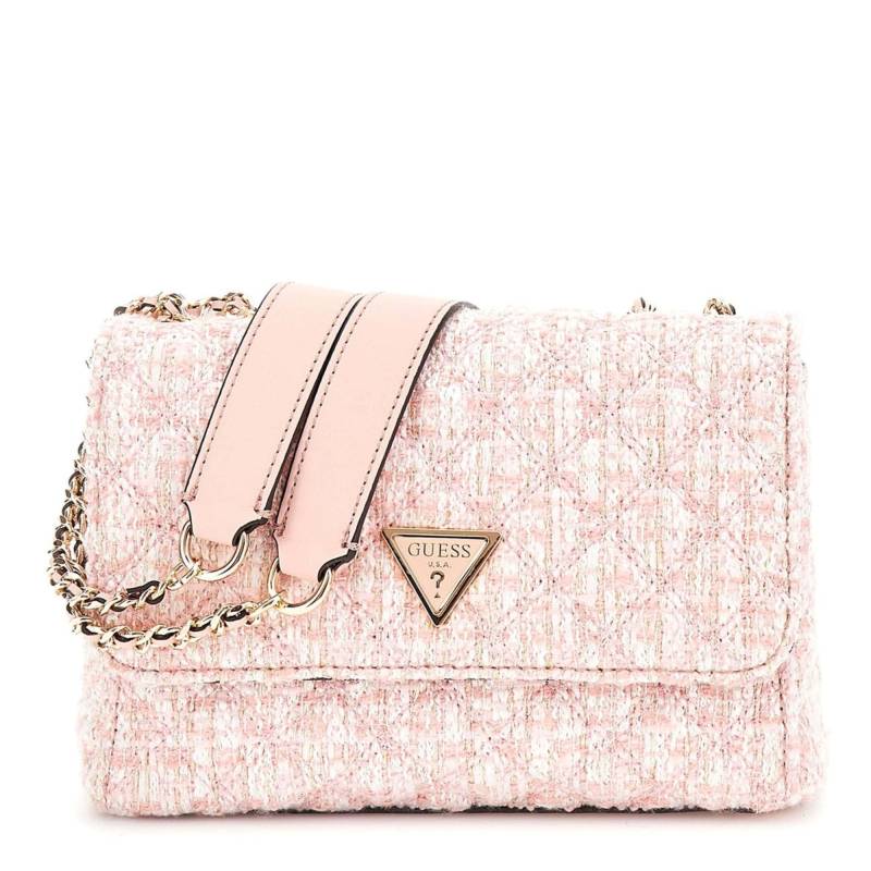 Mini sac bandoulière Guess Giully effet tweed HWPP874820 PZM, couleur rose, vue de face