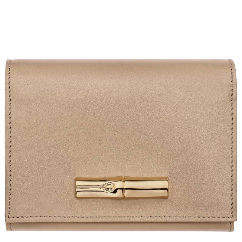 Portefeuille Longchamp en cuir Le Roseau 30021HGC couleur Racine vue de face