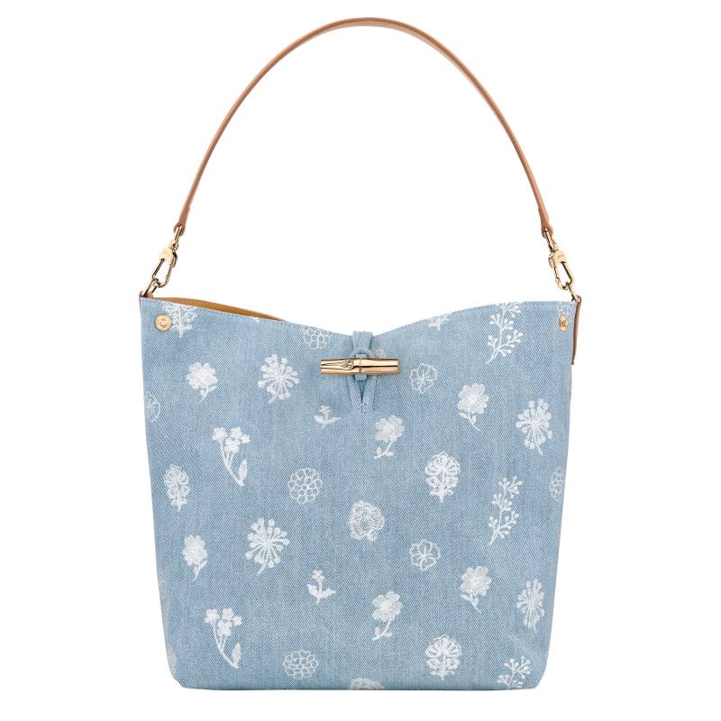 Sac porté épaule M Longchamp Le Roseau Denim 10281HGL028 Bleu ciel