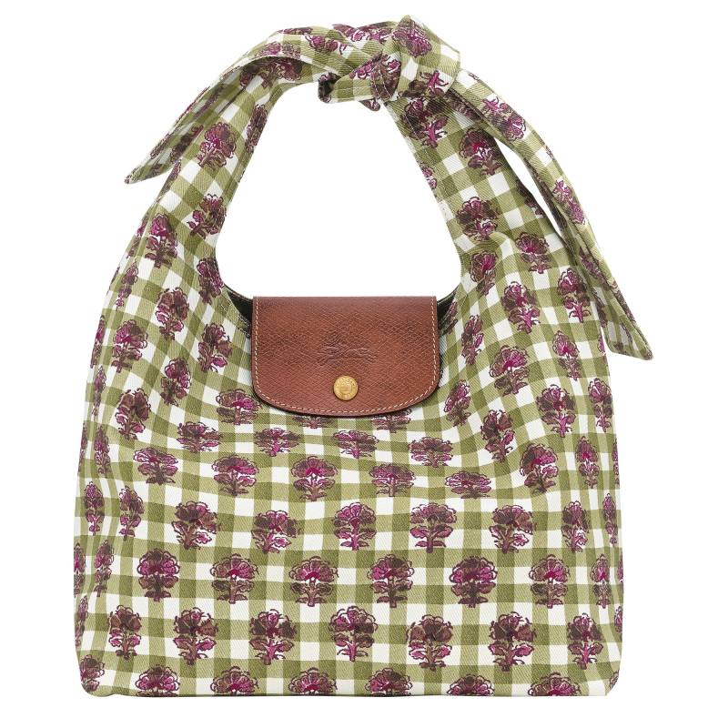 Sac épaule M noué Longchamp Le Pliage Champêtre 10303HGGM04 Vert Artichaut vichy