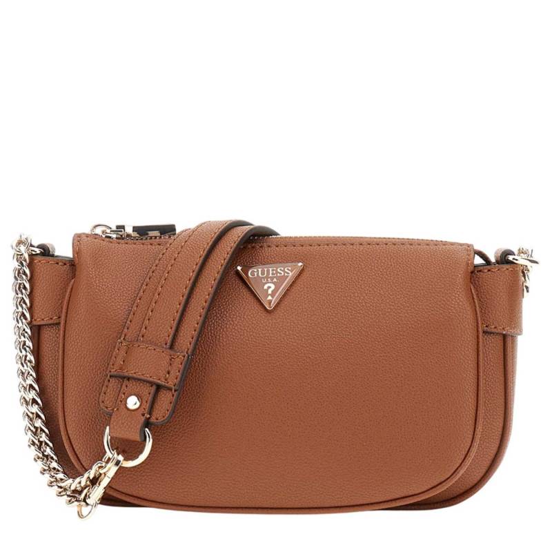 Sac à bandoulière Guess grainé Fedora HWBG9519170 COG couleur Cognac, vue de face.