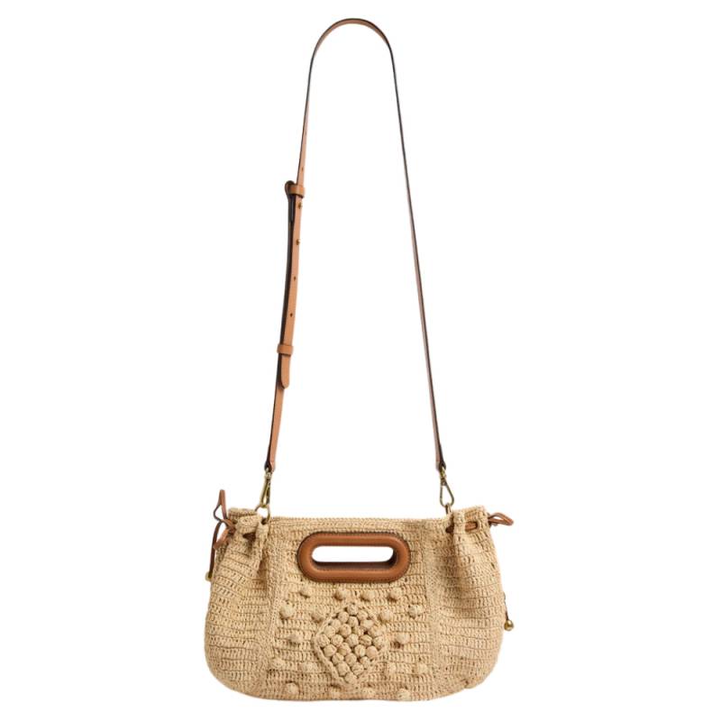 Sac porté épaule Gerard Darel Mini Dany en raphia DZS08E4541900, couleur Ficelle, vue de face