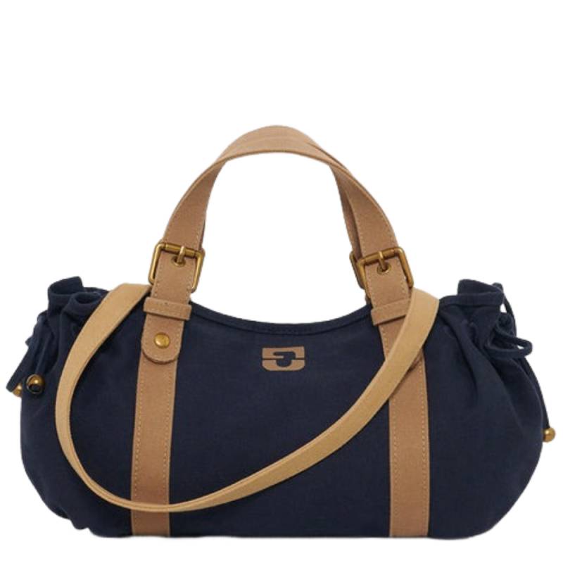 Sac porté main Gerard Darel Le 18H en toile canvas DBS67Z4502115, couleur Marine/Tan, vue de face