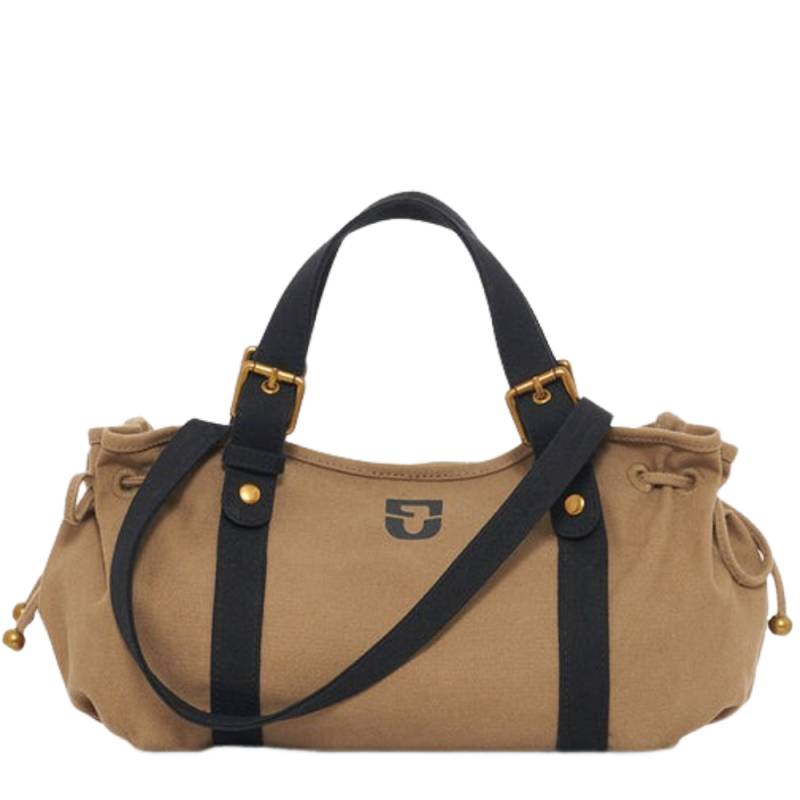 Sac porté main Gerard Darel Le 18H en toile canvas DBS67Z4505091, couleur Kaki/Noir, vue de face