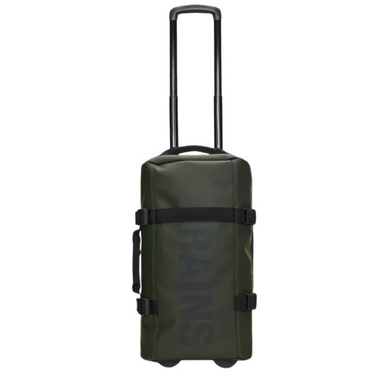 Valise cabine Rains avec roulettes Texel 13460 03 couleur vert vue de face avec roulettes