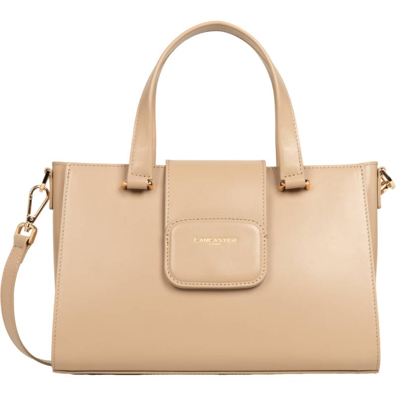 Sac cabas main Lancaster rabat aimanté Paris PAD 480-056 BE/FO couleur beige foncé, vue de face