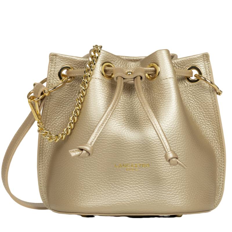 Petit sac seau Lancaster Alba Double cuir grainé 470-80-CH/NU, couleur champagne in nude, vue de face