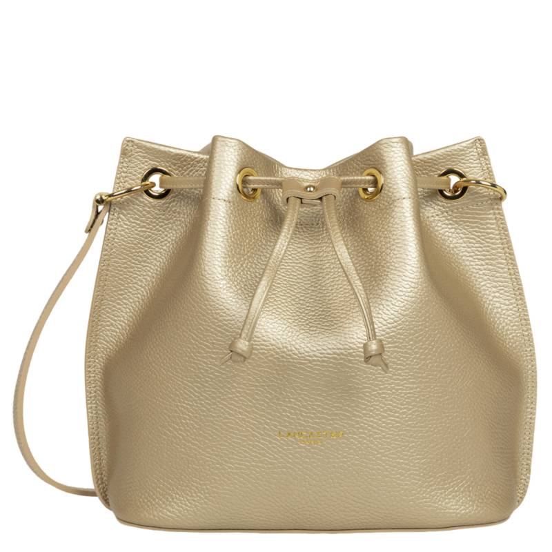 Sac seau Lancaster effet grainé M Alba Double 470-8-CH/NU
 , couleur champagne in nude, vue de face