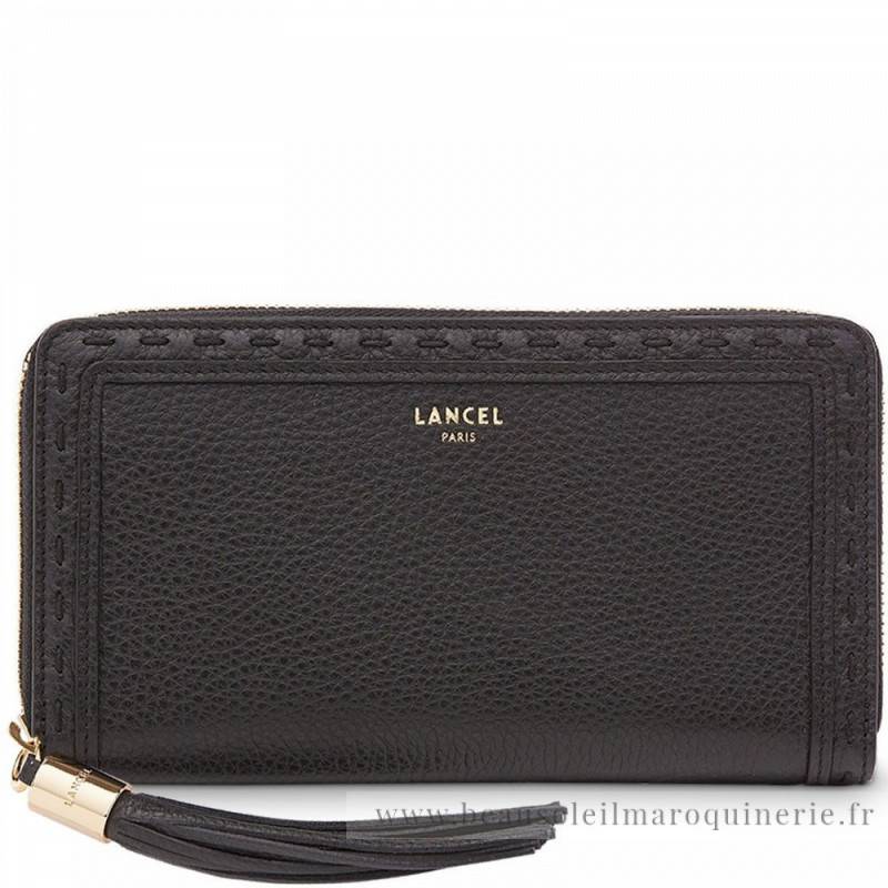 Grand portefeuille zippé Lancel Premier Flirt A10111 10 couleur noir vue de face