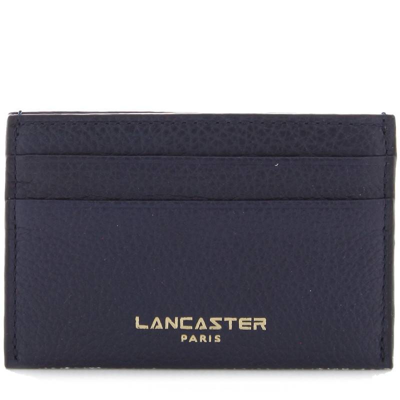 Petit porte-cartes cuir grainé Lancaster Dune 129-20 Bleu foncé